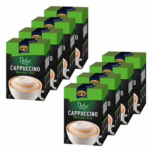 Krüger Dolce Vita Cappuccino, Less Sweet, Milk Coffee, Milk Coffee from Instant Bean Coffee, 80 Portion Bags