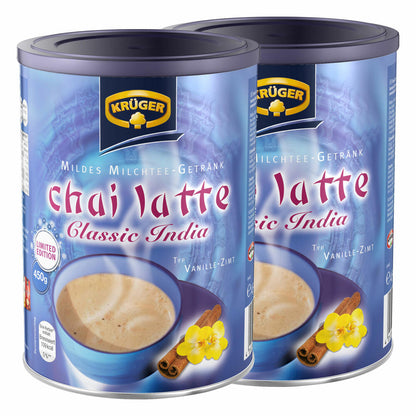 Krüger Chai Latte Classic India Vanilla-Cinnamon, Milk Tea, Tea Powder, Instant Tea, 2 x Can, 8971