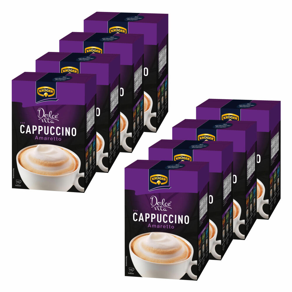 Krüger Dolce Vita Cappuccino, Amaretto, Latte, Milk Coffee from instant coffee beans, 80 portion bags