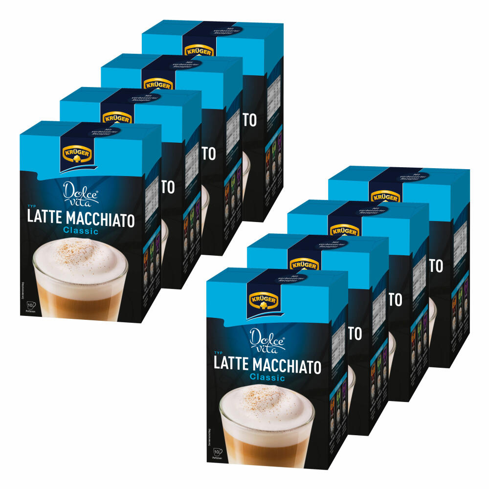 Krüger Dolce Vita Latte Macchiato, Classic, Latte, Milk Coffee from Instant Bean Coffee, 80 Portion Bags