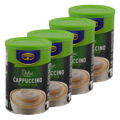 Krüger Dolce Vita Cappuccino, Less Sweet, Milk Coffee, Milk Coffee from Instant Bean Coffee, 4 x 200 g