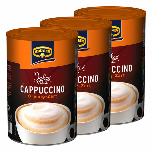 Krüger Dolce Vita Cappuccino, Cremig-Zart, Milchkaffee, Milch Kaffee aus löslichem Bohnenkaffee, 600 g