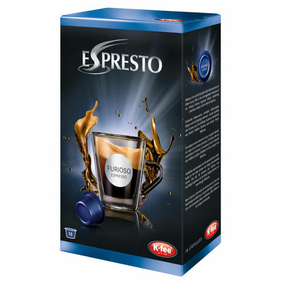 K-Fee Espresto Espresso Furioso, Kaffee, Arabica, Intensität 8, 6er Pack, 6 x 16 Kapseln