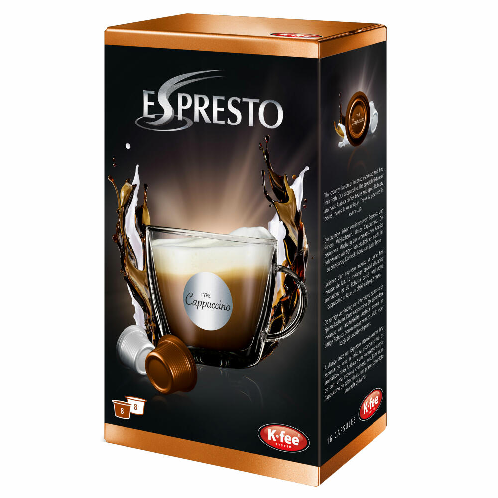 K-Fee Espresto Cappuccino, Espresso, Coffee, Arabica, Pack of 3, 3 x 16 capsules, 24 servings