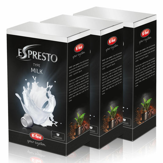 K-Fee Espresto milk capsule for coffee &amp; tea, milk, crema latte, pack of 3, 3 x 16 capsules