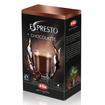 K-Fee Espresto Chocolatte, Trinkschokolade Fairtrade, Kakao, 6er Pack, 6 x 16 Kapseln