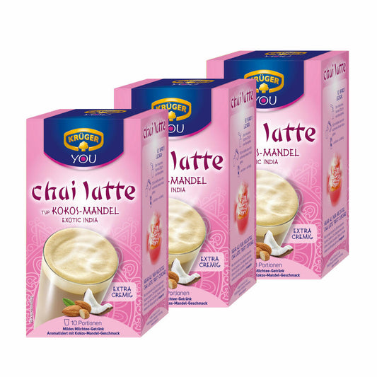 Krüger Chai Latte Exotic India, coconut-almond, mild milk tea drink, 30 portion bags