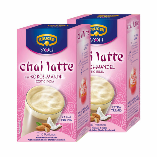 Krüger Chai Latte Exotic India, coconut-almond, mild milk tea drink, 20 portion bags