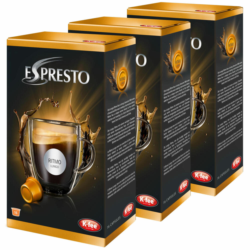 K-Fee Espresto Ritmo, Coffee, Caffe Crema, Arabica, Intensity 5, Pack of 3, 3 x 16 Capsules