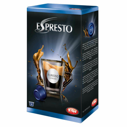 K-Fee Espresto Espresso Furioso, Kaffee, Arabica, Intensität 8, 16 Kapseln