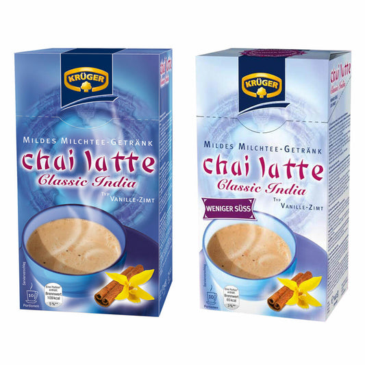 Krüger Chai Latte Classic Set, mild milk tea drink, vanilla-cinnamon and less sweet