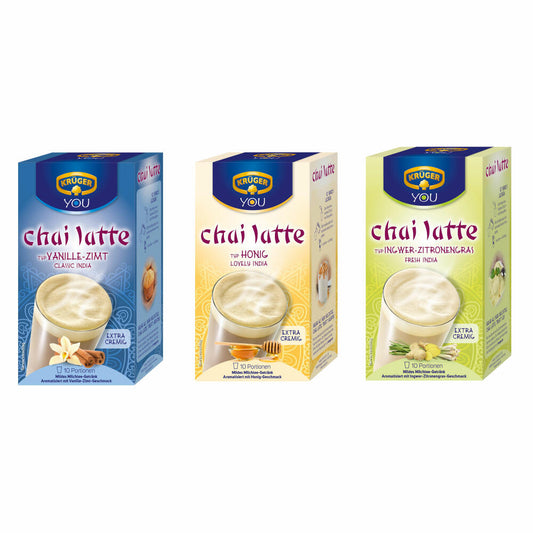 Krüger Chai Latte Classic Lovely &amp; Fresh Set, mild milk tea drink, three different varieties