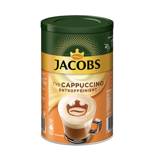 Jacobs Krönung Typ Cappuccino Can Decaffeinated, Fine Creaminess, Instant Coffee, Mild, 220g, 346599