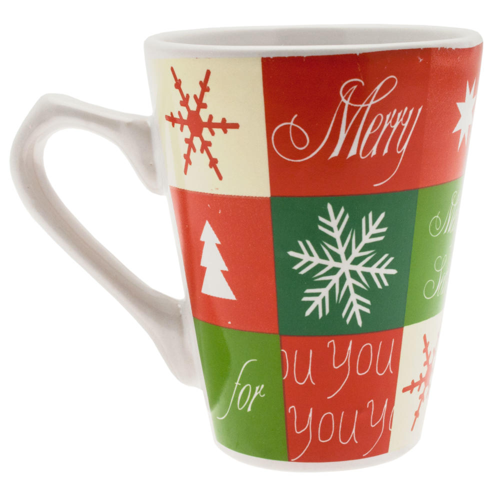 Christmas mug with motifs on colorful tiles, snowflake, 200ml, coffee mug, cup