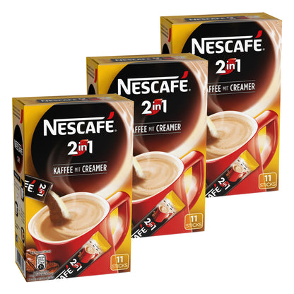 Nescafé 2in1 Stix, 3er Set, Kaffee mit Creamer / Kaffeeweißer, Instant Milchkaffee